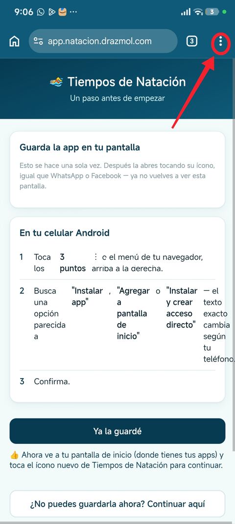 Menú de 3 puntos