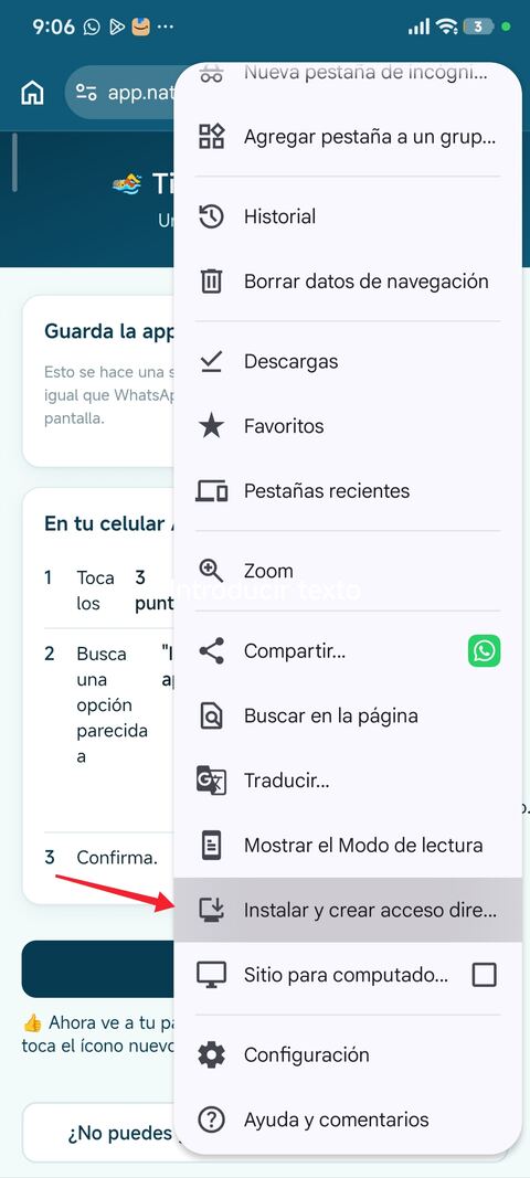 Opción Instalar y crear acceso directo